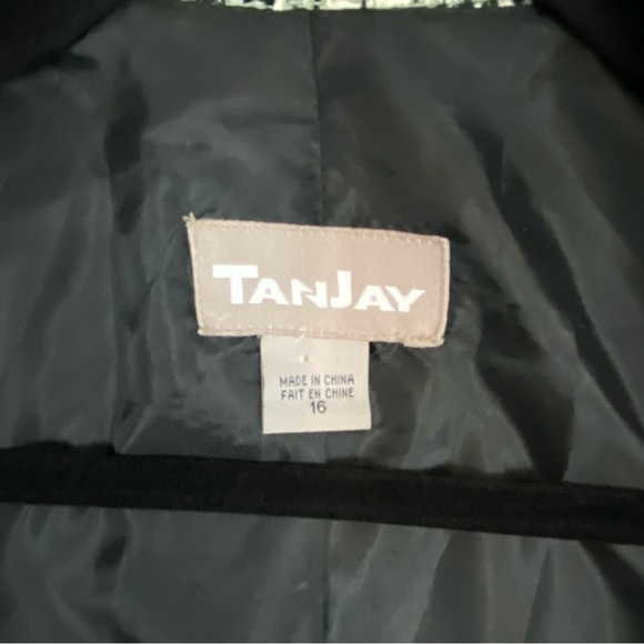 TanJay Vintage Blazer Jacket Zip Up Sz 16 Rough Texture Glitter Thread Beading - Picture 3 of 8